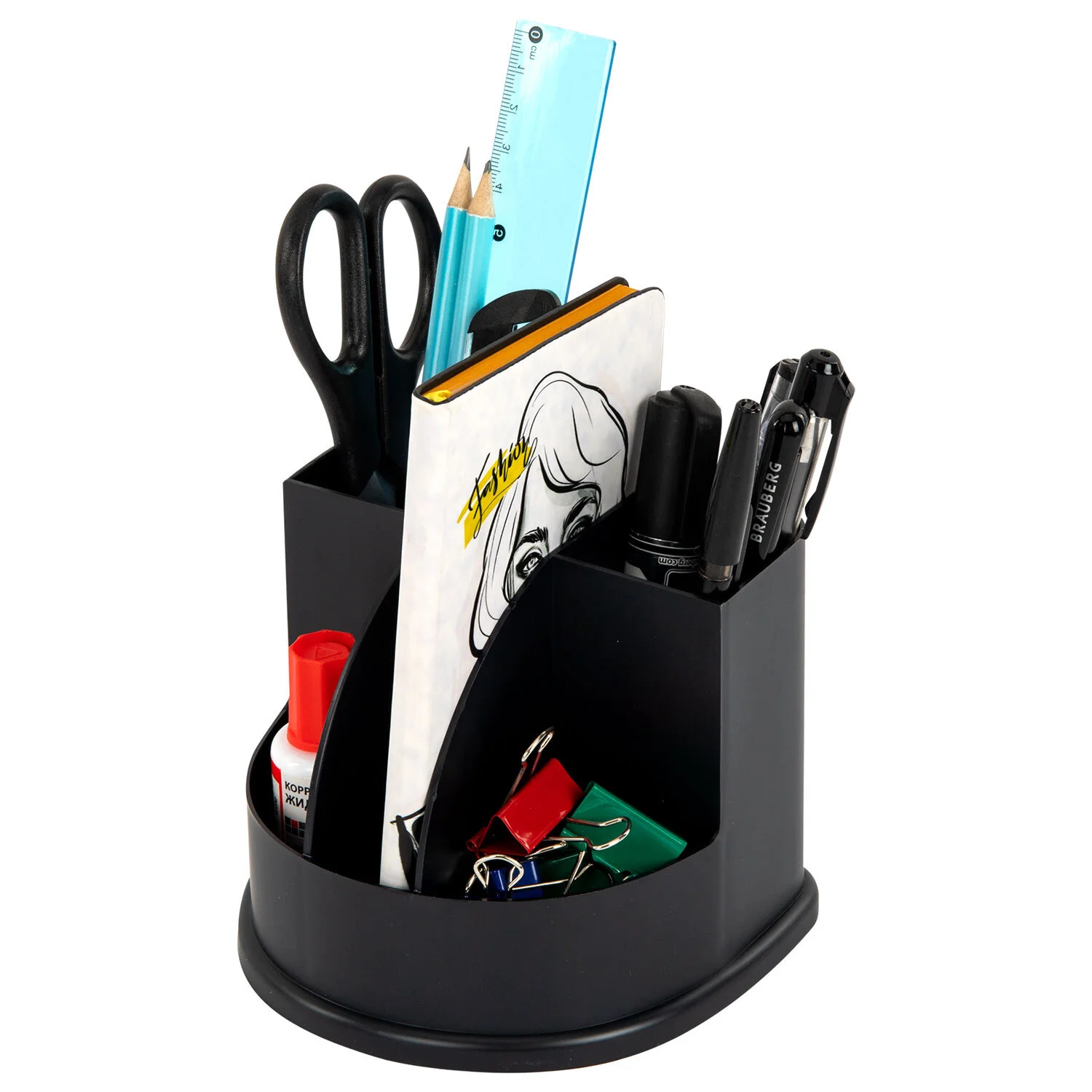 Подставка-органайзер BRAUBERG на 5 отделений 132 х 122 х 108 мм, черная